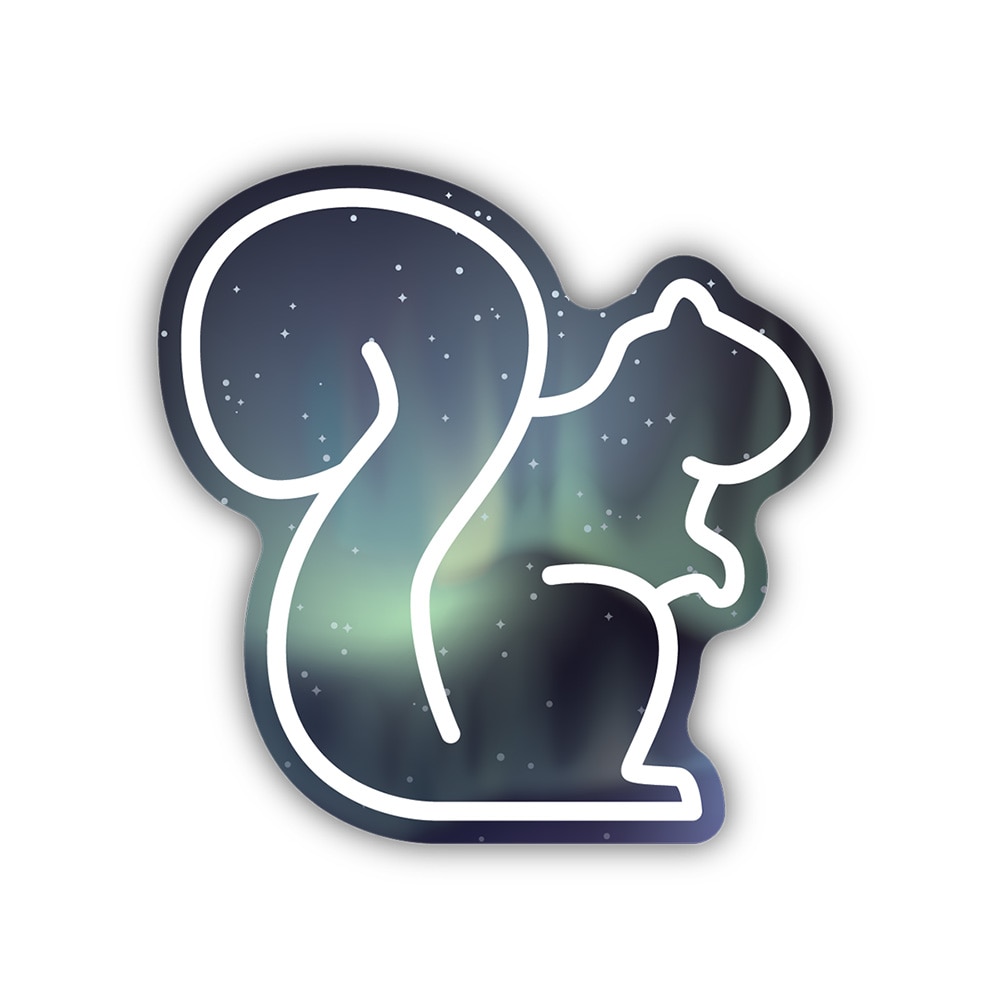 Stickers Northwest, 3", Sticker, Northern Lights Squirrel